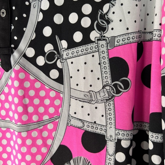 Peter Nygard Black and Pink Polka Dot Top - Picture 5 of 8